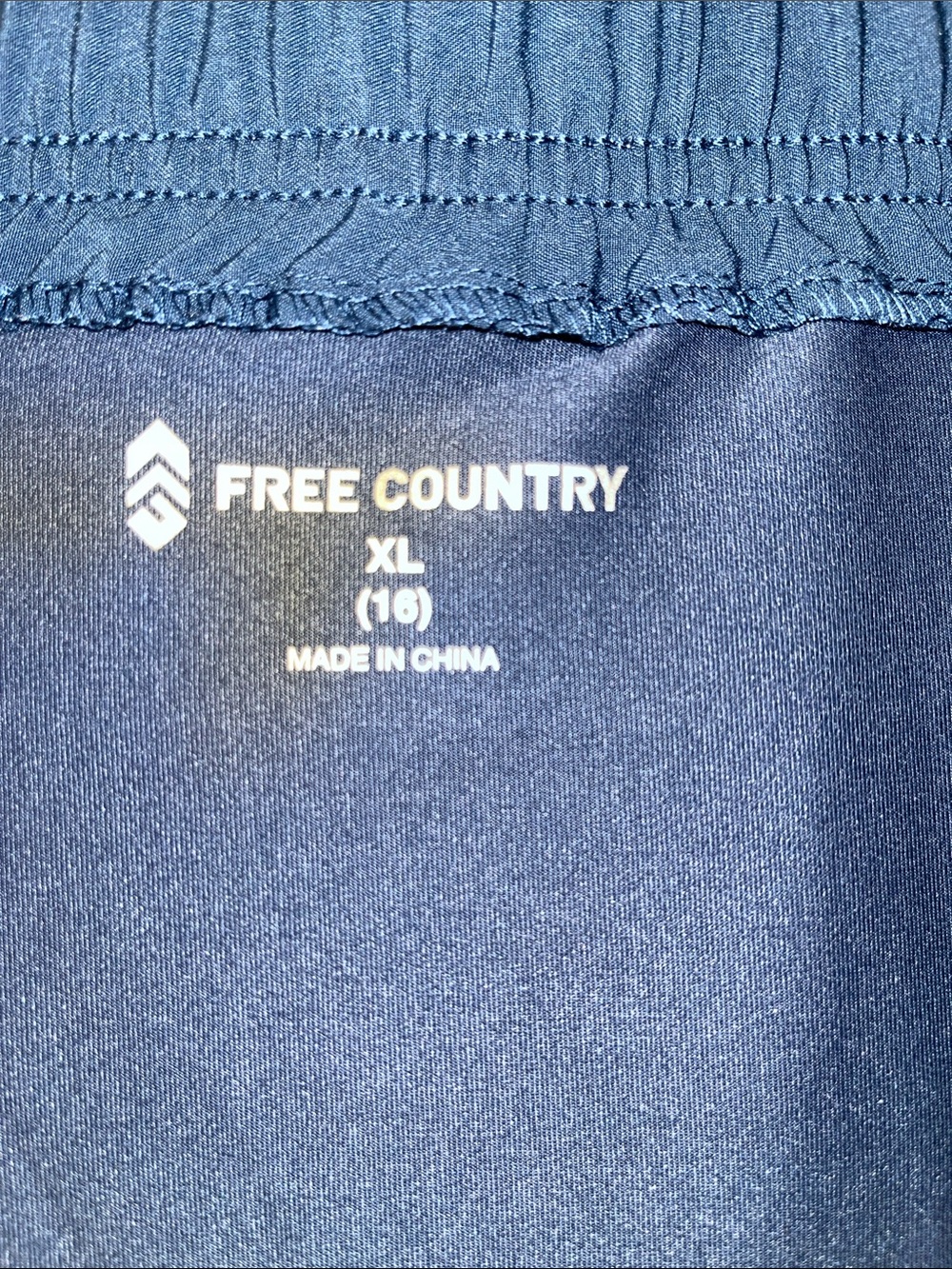 Free Country Blue Athletic Swim Shorts with White Stitching - Picture 5 of 6